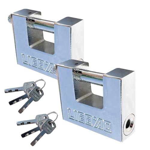 Image of Heavy Duty Security Padlock, 90mm Stainless Steel Burglar Proof Locks with Keys, Anti Drill Cylinder for Containers Gates Sheds Warehouses, Pack of 2