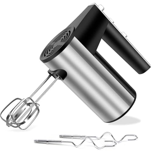 Image of Hand Mixer Electric Hand Whisk, 1000W Stainless Steel Hand Mixers for Baking, Turbo Boost/Self-Control Speed + 5 Speed + Eject Button + 4 Stainless Steel Accessories For Easy Whipping Dough,Cream