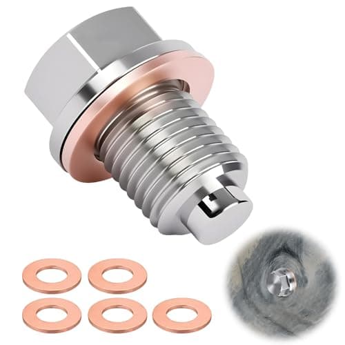 Image of ACKKOR Magnetic Oil Drain Plug, Universal Stainless Steel Sump Drain Nut Bolt with 5 Copper Crush Washers Replacement Oil Plug for Most Car Model Motorcycle Engine(M14x1.5)