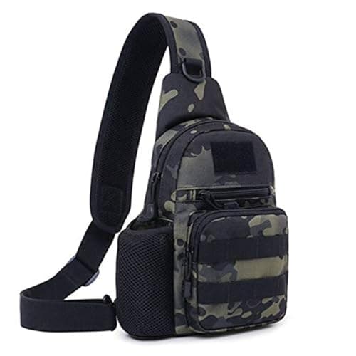 Image of HUNTVP Chest Bag Molle Sling Crossbody Shoulder Sling Pack Backpack with Water Bottle Holder Camo