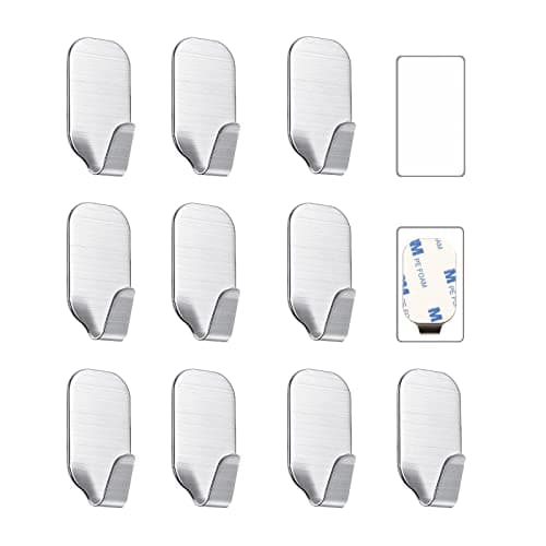 Image of Kiemeu Small Sticky Hooks for Hanging Extra Strong Self Adhesive Hooks Heavy Duty Stick On Hook for Walls, Wall Hangers Without Nails, Pack of 10