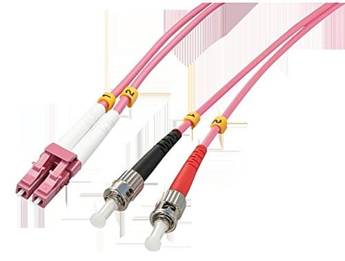Image of Lindy Duplex Fiber Optic Cable, LC / ST OM4 2m 50/125 Pink