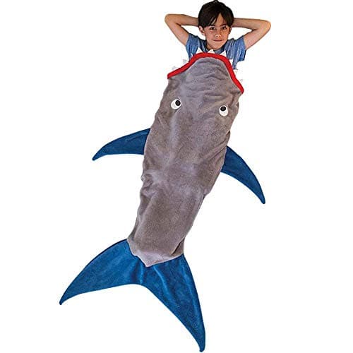 Image of Shark Tail Blanket for Boys Girls - Double Polar Fleece Super Soft Sleeping Bag-Shark Sleeping Bag Quilt for All Seasons,Birthday For Boys and Girls(145cm)