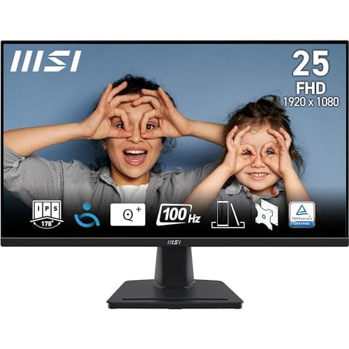 Image of MSI PRO MP252 24.5 Inch Full HD Office Monitor - 1920 x 1080 IPS Panel, 100 Hz, Eye-Friendly Screen, Built-in Speakers, Tilt-Adjustable - HDM 2.0b, DisplayPort 1.4a