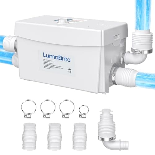 Image of LumaBrite 300W Macerator Pump, Shower Waste Sewerage Pump Quiet 100L/min with 3 Inlets for Sink Basin Shower Bathtub