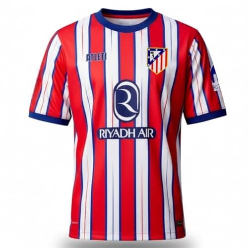 Image of Atletico de Madrid Official Replica Home Shirt 2024-2025 Season - Adult Sizes Red and White
