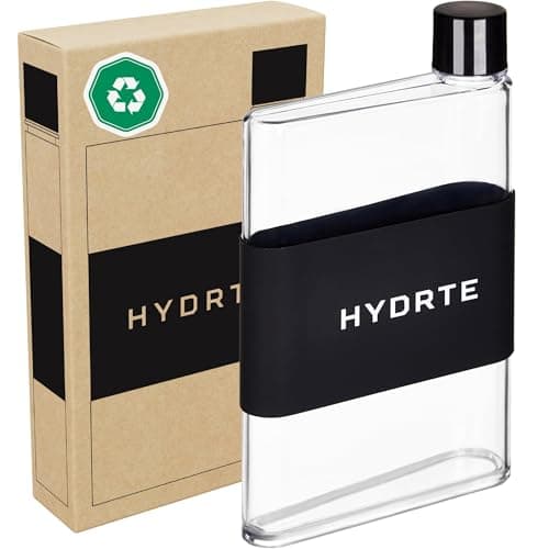 Image of Hydrte Clear Water Bottle – 350ml Professional Cute Water Bottle for Travel, Slim, Lightweight & BPA-Free for Travel & Everyday Hydration (Nero Black)