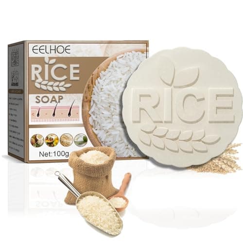 Image of FANFALUV Rice Water Shampoo Bar - 100% Natural Vegan, Nourishing, Volumizing, Cleansing, Moisturizing & Strengthening for Dry Damaged Hair - Cruelty Free (100g)