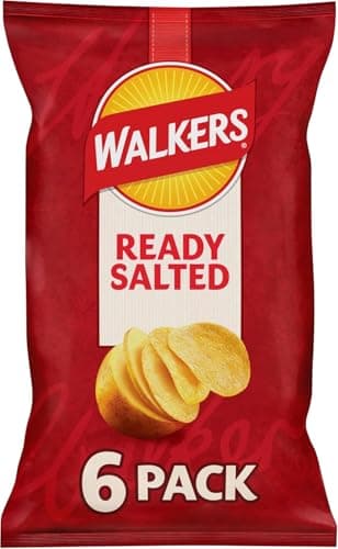 Image of Walkers Ready Salted Crisps, Classic Salted Flavour,(Multipack 6x25g)