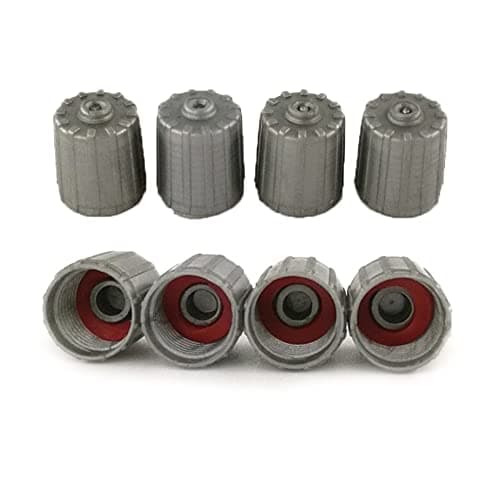 Image of 8 Plastic Grey Tyre Valve Dust Caps with O-Ring Seal Dust Cover for SUV, Motorbike, Trucks, Bike, Bicycle, Baby Buggies- UK stock