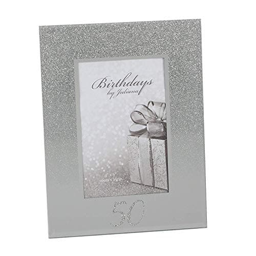 Image of 50th Birthday 4" x 6" Glitter Mirrored Glass Frame, 50 design