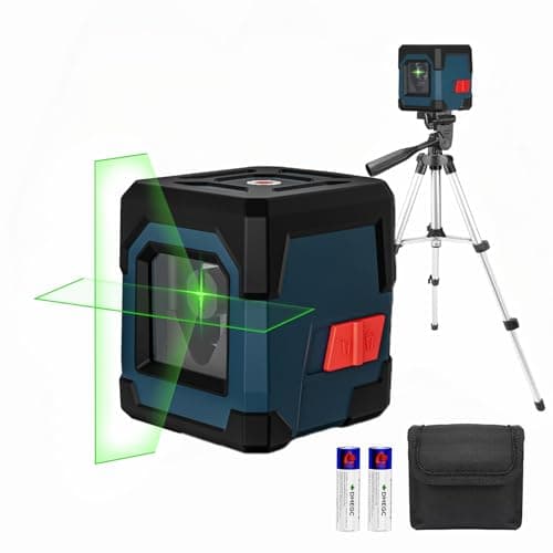 Image of Laser Level with Tripod,RockSeed Green Cross Laser Level Horizontal and Vertical Line Rotatable 360 Degree Self Levelling Laser Level with Manual/Self-Leveling Mode Carrying Pouch,Battery Included
