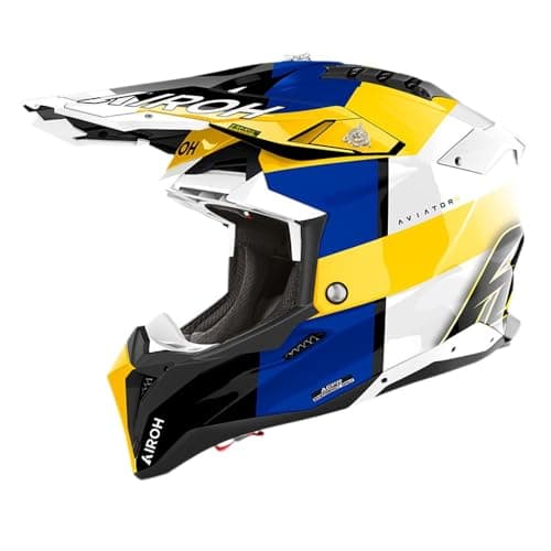 Image of AIROH AVIATOR 3 MONARCH BLUE/YELLOW GLOSS L