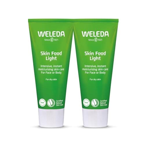 Image of Weleda Skin Food Light Twin Pack, Dry Skin Moisturiser, Moisturising Cream & Primer, Face & Body, For Men & Women, Multiple Uses, Certified Natural, 2 x 75ml