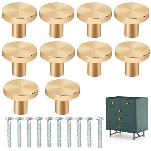 Image of Dongnesi 10Pcs Gold Drawer Knobs,Gold Knobs for Drawers for Cupboards, Wardrobe, Closet, Kitchen, Home Decorating