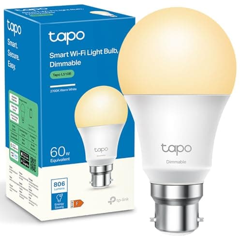 Image of Tapo L510B WiFi Smart Bulb, B22 Smart Light Bulb, 8.3W (60W), Dimmable, Energy Saving, Schedule & Timer, Away Mode, Energy Saving, Preset for Convenience, Voice Control with Alexa & Google
