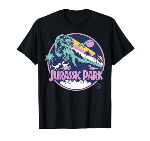 Image of Jurassic Park Purple Retro Dinosaur Scene T-Shirt
