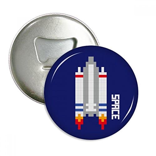 Image of DIYthinker Space Ship Rocket Universe Pixel Round Bottle Opener Refrigerator Magnet Badge Button 3pcs Gift