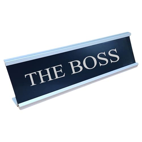 Image of Engraved THE BOSS Desk Name Plate Plaque Office Plaque Desk Nameplate Selection Of Colours (Black)