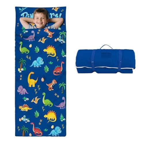 Image of Kids Sleeping Bag-Pillow,Mat and Blanket Included-Comfy Nap Mat for Toddlers Boys,All-In-One Sleepover Bag for Travel Nursery,Gift for Birthday Christmas,Dinosaur