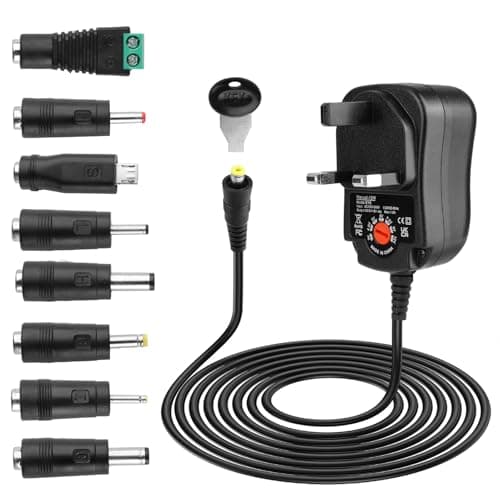 Image of 12W Universal Power Adapter, 3V 4.5V 5V 6V 7.5V 9V 12V AC to DC Power Supply with 8 Tips for Electronic Devices LED Strip Lights CCTV Camera TV-Box Speakers Router Tablet, 1A Max