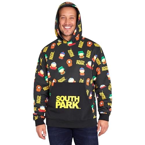 Image of South Park Mens Hoodie, Comfy Stylish Hooded Sweatshirt - Funny Gifts for Him (Black/Multi, 3XL)
