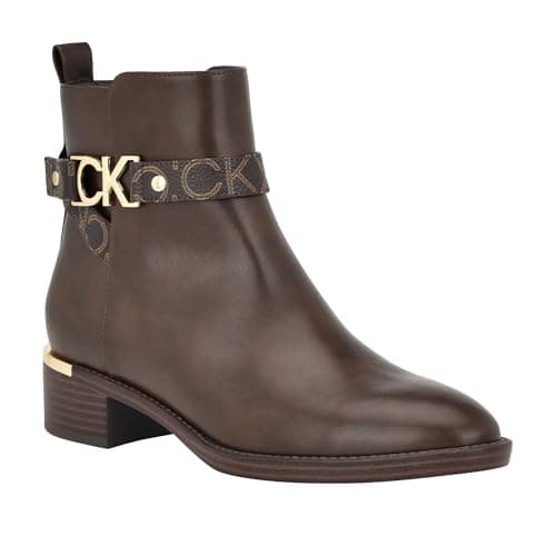 Image of Calvin Klein Women's Dhara Ankle Boot, Dark Brown Logo 200, 6 UK