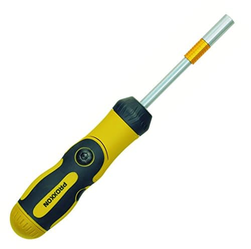 Image of Proxxon 22288 Ratchet/Bendable Screwdriver, Autolock System, for 1/4 Inch Standard Bits, in Middle Position, Eliminates Ratchet Function