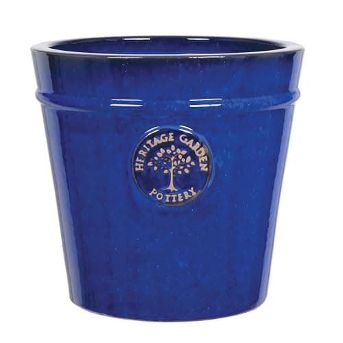 Image of MAISONICA Medium 26cm Blue Heritage Garden Ceramic Planter Plant Flower Pot - Frost Proof