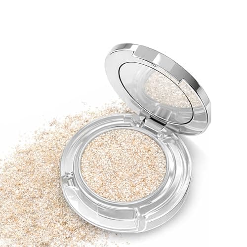 Image of DIAMOND SPARKLE SILVER GLITTER EYESHADOW - CHAMPAGNE SILVER SHIMMER POWDER FOR LONG-LASTING BASE GLOW & LID BRIGHTENING WITH SMOOTH REFLECTIVE FINISH, HIGH-SHINE LUMINOUS COMPACT EYE MAKEUP
