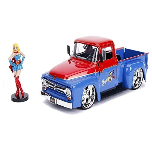 Image of Jada JA30454 1:24 1956 Ford F100 w/Super Girl Figure, Multi
