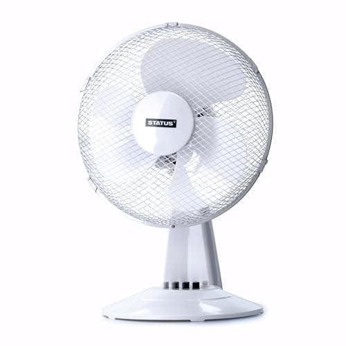 Image of Status Desk Fan, 12 Inch Oscillating White Portable Fan, 3 Speed Adjustable, Powerful Airflow for Heat Waves, Easy Mobility, for Any Room from Bedroom to Office, S12DESKFAN1PKB