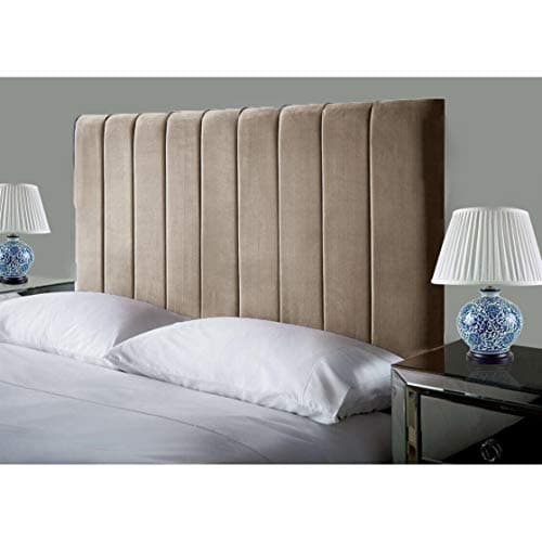 Image of Affordable Luxury Portland Lined Headboards in Elegant Plush Velvet Fabric, for Divan Beds, Bedroom and Hotel Furniture (6FT Super King- Height 24", Pebble)