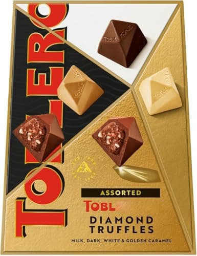 Image of Tobleone Diamond Truffles Assorted Chocolate Gift Box, Milk, Dark, White & Golden Caramel