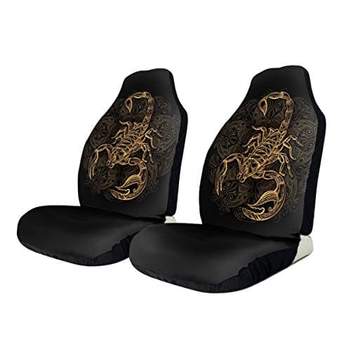 Image of Vintage Horoscope Scorpion Tattoo Pattern Seat Covers Car Front Set Of 2 Seats Protectors Universal High Back Auto Seats Protectors For Suv Sedan Four Seasons