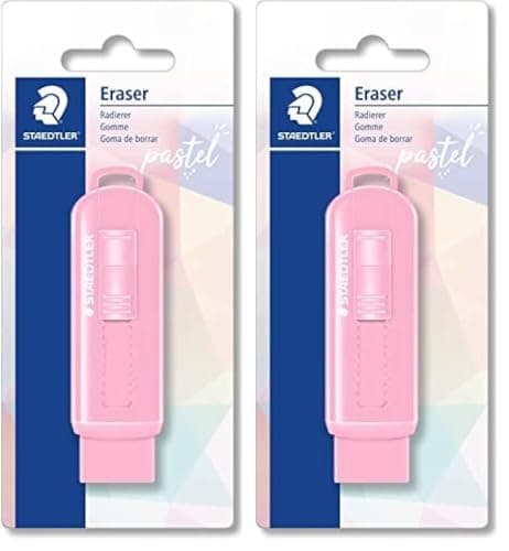 Image of STAEDTLER Eraser in beautiful pastel colours, with practical plastic sleeve, assorted colours, 525 PSBKPA (Pack of 2)