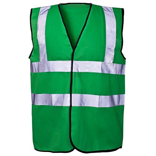 Image of Expert Workwear Hi Vis Coloured Vest Waistcoats Vests - Yellow Orange Pink Green Navy (XL, Green)
