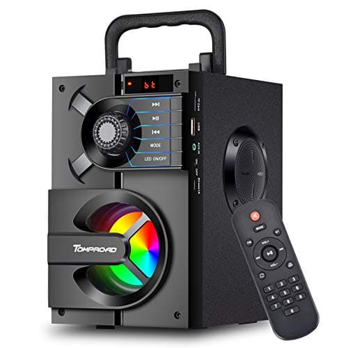 Image of Portable Bluetooth Speakers with Subwoofer Wireless Stereo Sound Rich Bass, Outdoor Party Speaker Support Remote Control FM Radio LED Lights for Home, Travel, Camping