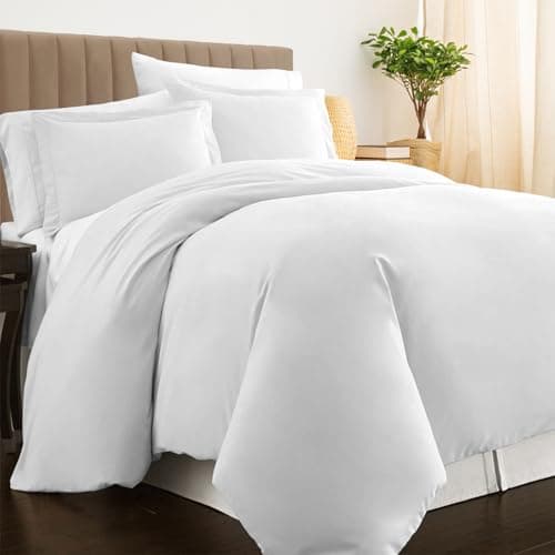Image of Pizuna Luxurious Cotton King Duvet Cover Set White, 800 Thread Count 100% Long Staple Cotton King Size Duvet Cover 230x220cm, Soft Sateen Quilt Cover with Button Closure (King Duvet Cover)