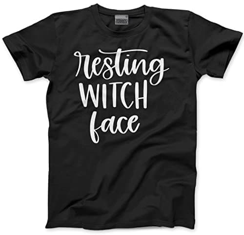Image of HotScamp Resting Witch Face - Witches Halloween - Youth and Adults Unisex T-Shirt - Party Hocus Pocus Funny S Black