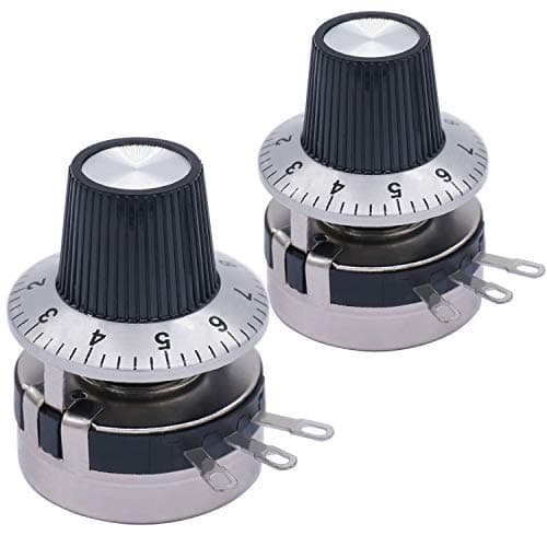 Image of Taiss/2pcs Single Turn Rotary Carbon Linear Variable Potentiometer + 2pcs Knob ,WTH118-2W 10K Ohm