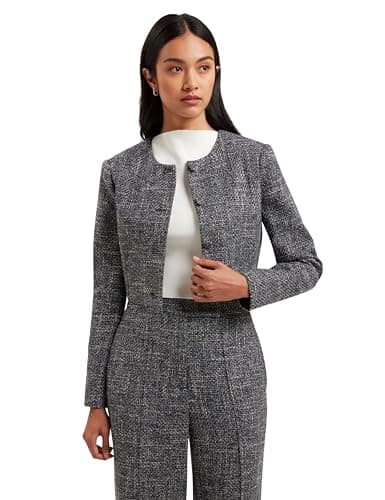 Image of Ted Baker London sumi-Cropped Boucle Fitted Jacket, Navy
