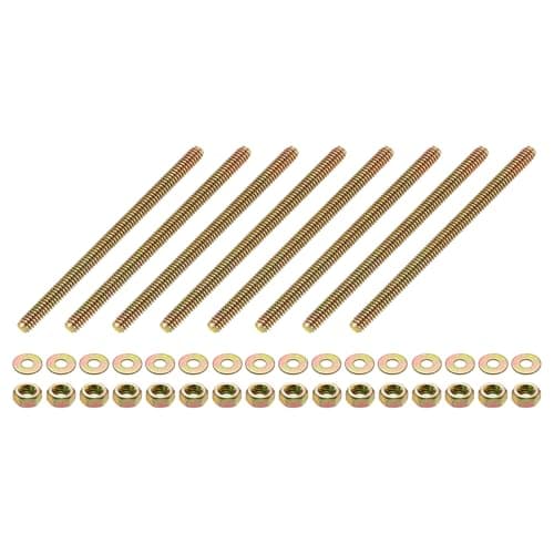 Image of sourcing map 8Pcs Fully Threaded Rod, 1/4" UNC x 4" Length Zinc-Plated Carbon Steel Fully Threaded Studs with Nuts and Washers for Clamps, Hangers and U-Bolts, Color Zinc