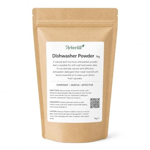 Image of Natural Dishwasher Powder 1kg, Non-Toxic and Eco-Friendly Dish Cleaning, Plant Based and Effective Dishwasher Detergent with lemon Essential Oil