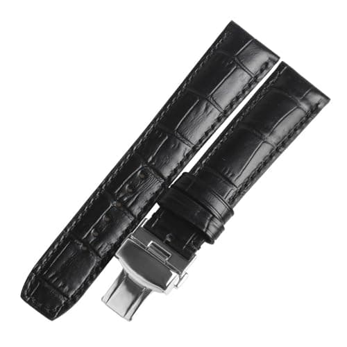 Image of TLCBAZCF Watchbands Compatible With Baume & Mercier CLASSIMA 8688 8792 Calf-leather Band Cow Leather Leather Strap Watch Band(Black,21mm)