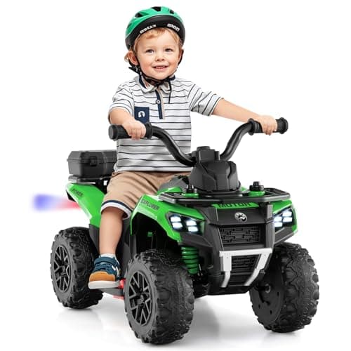 Image of Maxmass 6V Kids Electric Quad Bike, Battery Powered Ride on ATV Car with Spray Function, Horn, Music, LED Lights, Storage Basket, Children Electric Vehicle Toy Cars for 18+ Months Old (Green)