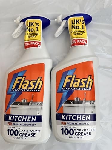 Image of Flash Kitchen Spray XXL 800ml x 2 Pack – Powerful Grease & Grime Cleaner for Worktops, Hobs, Ovens & Surfaces – Fresh Clean Scent