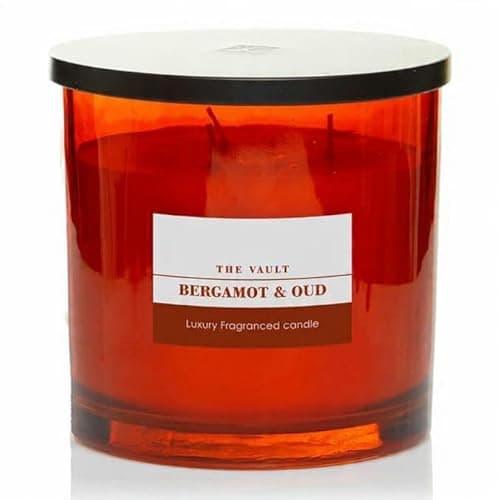 Image of The Vault Scented Candle 270g – Large Luxury Jar Candle – Long Lasting Home Fragrance – Elegant Aromatic Candle (Bergamot & Oud)