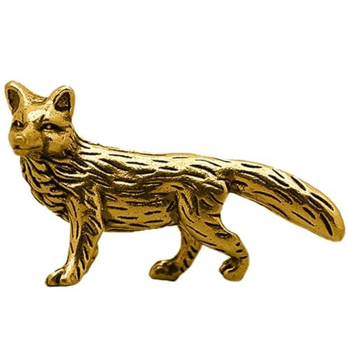 Image of UEKPDM Brass Fox Mini Fox Figurine Tiny Animal Figure Small Brass Metal Statue Ornament