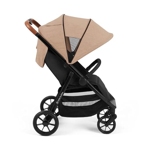 Image of Ickle Bubba Stomp Stride Max Stroller (Desert) – Birth to 22kg, Extra-Large Seat, Multi-Terrain EVA Wheels, UPF 50+ Hood, Raincover, Footwarmer & Cupholder